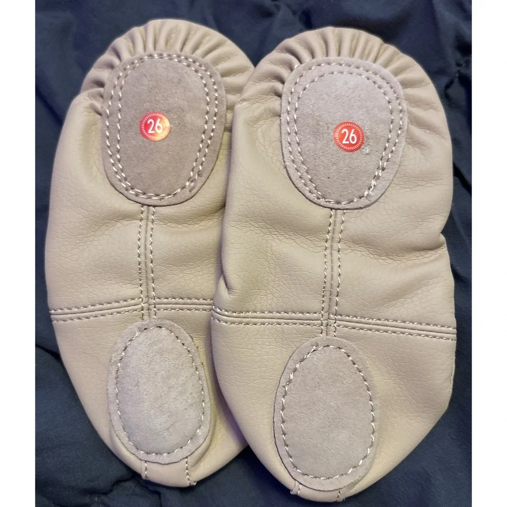 NEW Girls Pink Leather Ballet Dance Slippers Shoes EU 26 US Kids 9.5-10